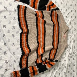 Urban Outfitters Orange and Tan Striped Sweater